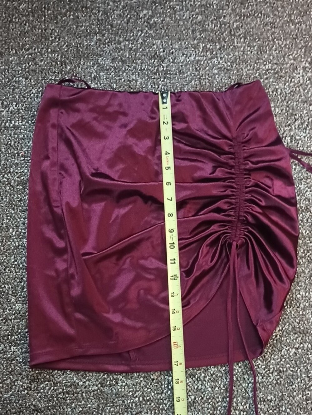 City Studio Ruched Satin Mini Skirt in Plum Large Like New Fun Unique Sexy